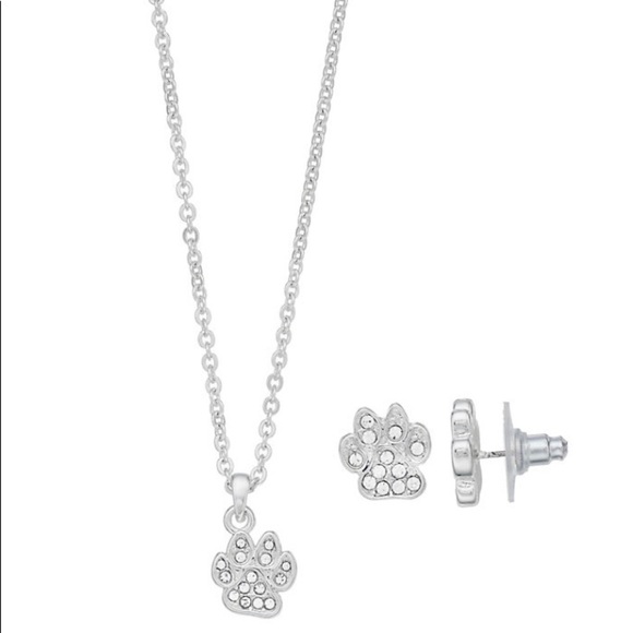 Pet Friends Paw Print Pendant & Stud Earring Set - Picture 2 of 3